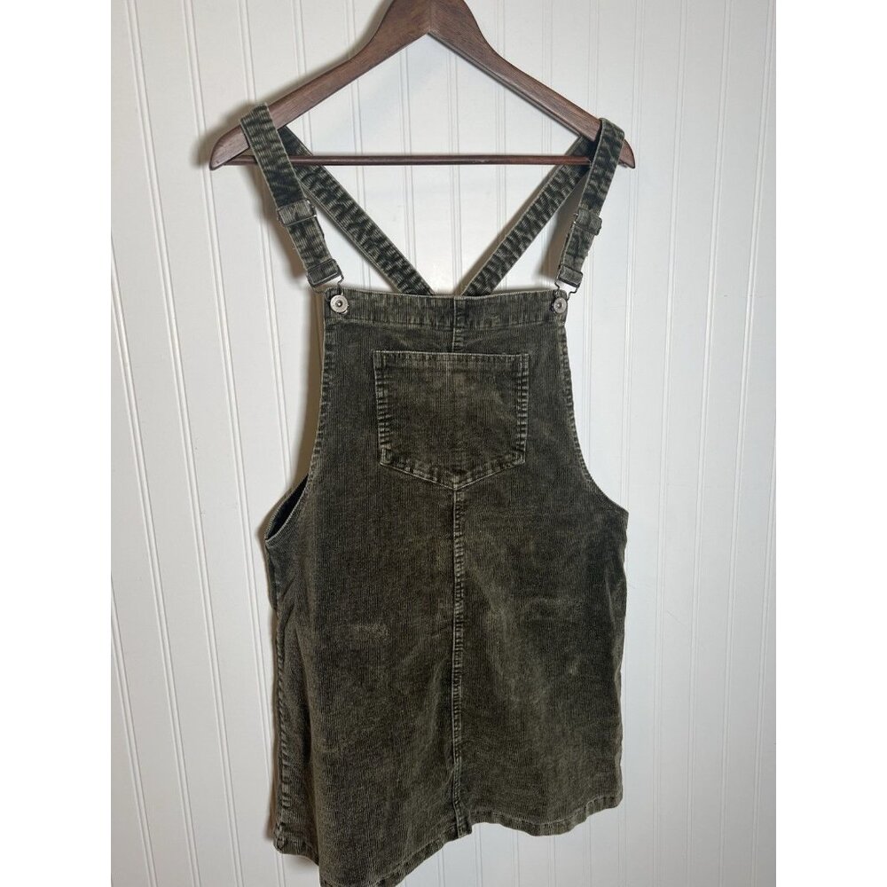 Peach Love Green Corduroy Mini Length Overall Jumper Dress Size M Juniors